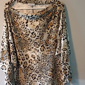 White Birch Leopard Print Blouse - Black and Tan